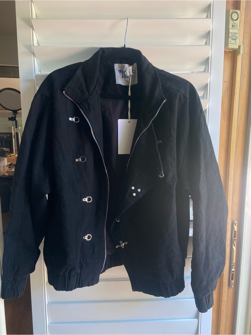 Aelfric Eden Black Men’s Bomber Jacket with Toggle Hardware